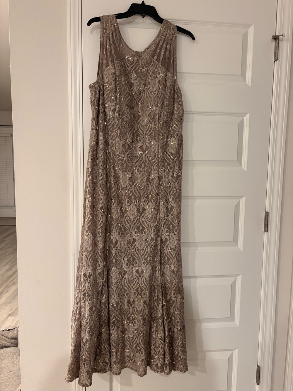 R&M Richards Taupe Beaded Mother of the Bride/Groom Dress